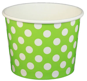 16 oz Green Polka Dot Ice Cream Paper Cups - 1000ct