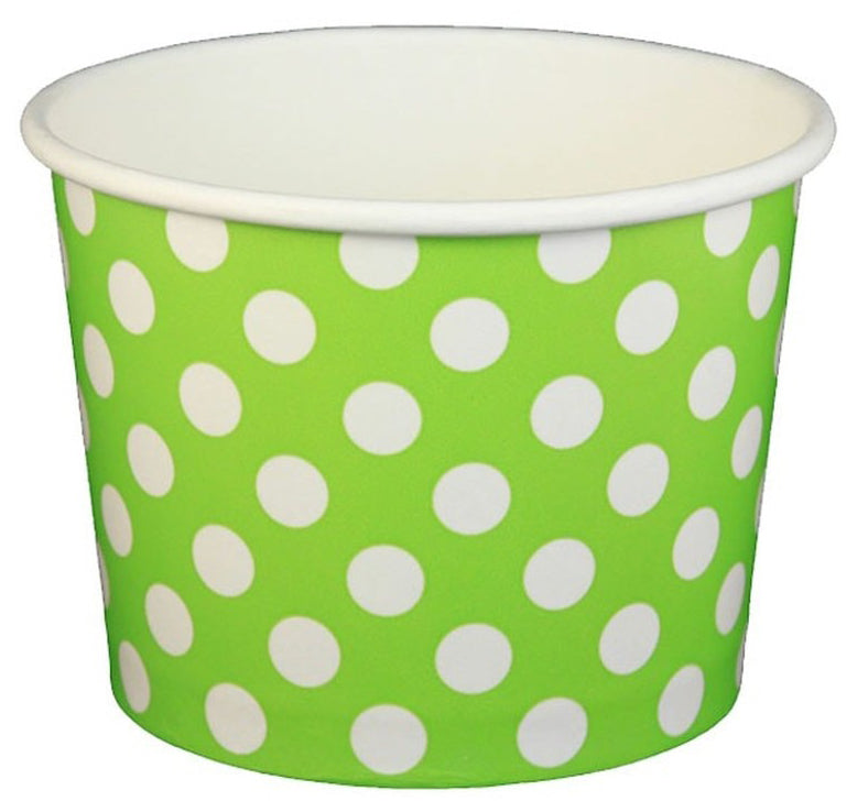 16 oz Green Polka Dot Ice Cream Paper Cups - 1000ct
