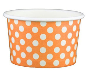 4 oz Orange Polka Dot Ice Cream Paper Cups - 1000ct