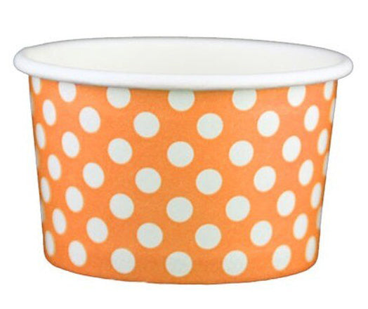 4 oz Orange Polka Dot Ice Cream Paper Cups - 1000ct