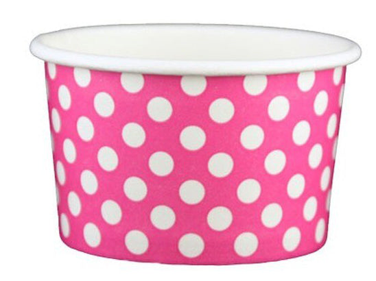 4 oz Pink Polka Dot Ice Cream Paper Cups - 1000ct