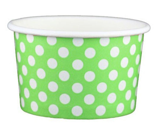 4 oz Green Polka Dot Ice Cream Paper Cups - 1000ct
