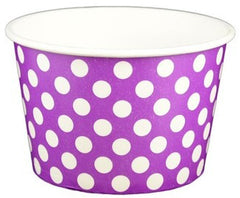 6 oz Purple Polka Dot Ice Cream Paper Cups - 1000ct