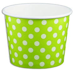 12 oz Green Polka Dot Ice Cream Paper Cups - 1000ct