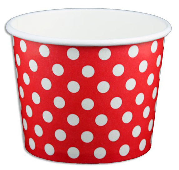 12 oz Red Polka Dot Ice Cream Paper Cups - 1000ct