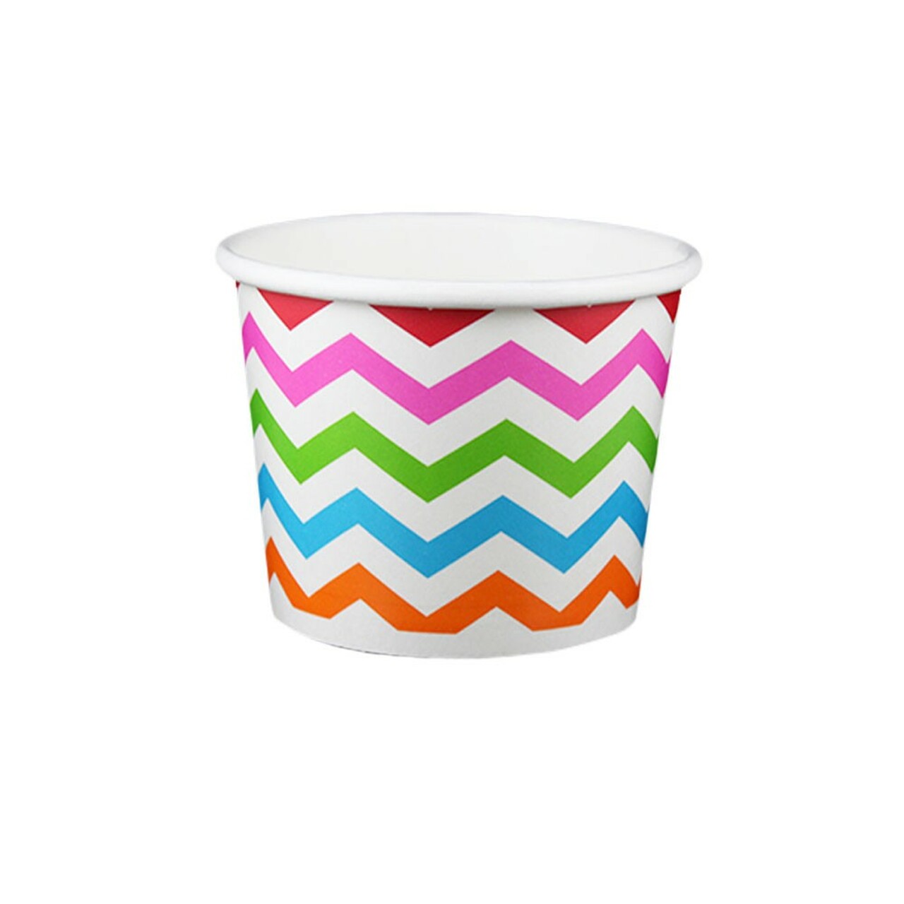 16 oz ZigZag White Multicolor Ice Cream Paper Cups - 1000ct