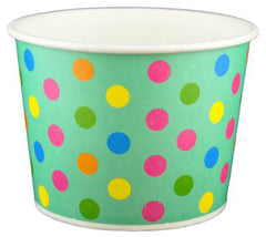 16 oz Aqua Multicolor Polka Dot Ice Cream Paper Cups - 1000ct