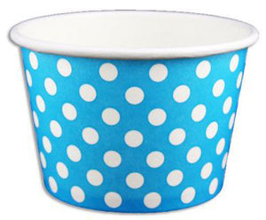 8 oz Blue Polka Dot Ice Cream Paper Cups - 1000ct