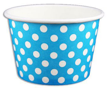 8 oz Blue Polka Dot Ice Cream Paper Cups - 1000ct