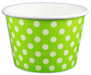 8 oz Green Polka Dot Ice Cream Paper Cups - 1000ct