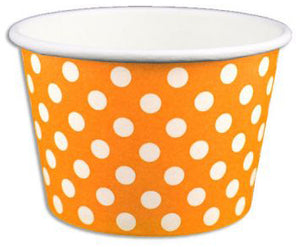 8 oz Orange Polka Dot Ice Cream Paper Cups - 1000ct