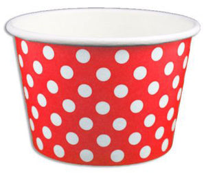 8 oz Red Polka Dot Ice Cream Paper Cups - 1000ct