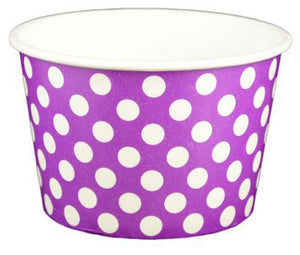 8 oz Purple Polka Dot Ice Cream Paper Cups - 1000ct