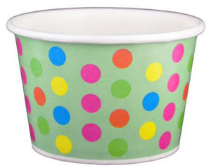 8 oz Aqua Multicolor Polka Dot Ice Cream Paper Cups - 1000ct