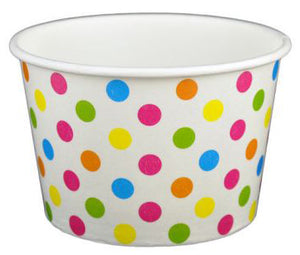 8 oz Multicolor Polka Dot Ice Cream Paper Cups - 1000ct