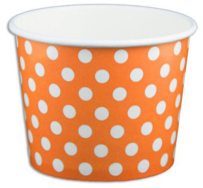 12 oz Orange Polka Dot Ice Cream Paper Cups - 1000ct
