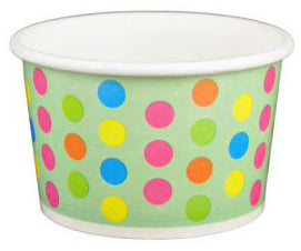 4 oz Aqua Multicolor Polka Dot Ice Cream Paper Cups - 1000ct