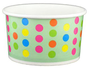 5 oz Aqua Multicolor Polka Dot Ice Cream Paper Cups - 1000ct