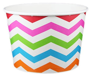 8 oz ZigZag White Multicolor Ice Cream Paper Cups - 1000ct