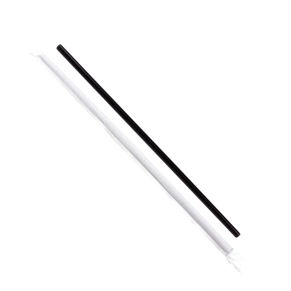 Wholesale 7.75'' Jumbo Straws (5mm) Paper Wrapped - Black - 12,000 ct