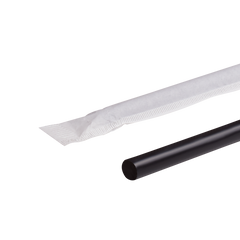 Wholesale 7.75'' Jumbo Straws (5mm) Paper Wrapped - Black - 12,000 ct