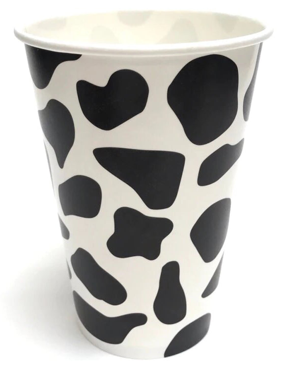 12 oz Cow Print Milkshake Drink Cups - 1000ct