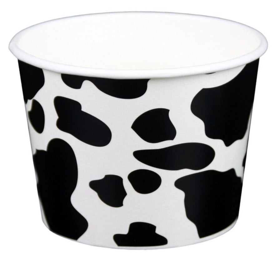 12 oz Cow Print Ice Cream Paper Cups - 1000ct