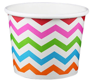 16 oz ZigZag White Multicolor Ice Cream Paper Cups - 1000ct