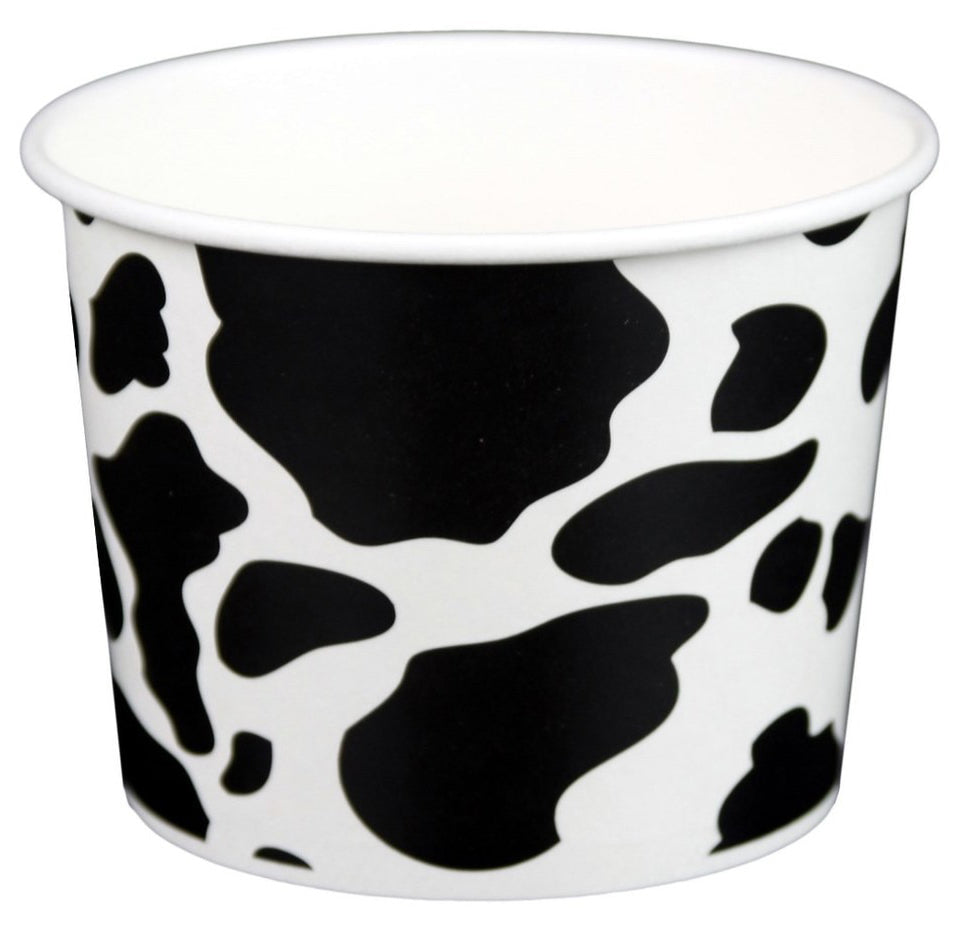 16 oz Cow Print Ice Cream Paper Cups - 1000ct