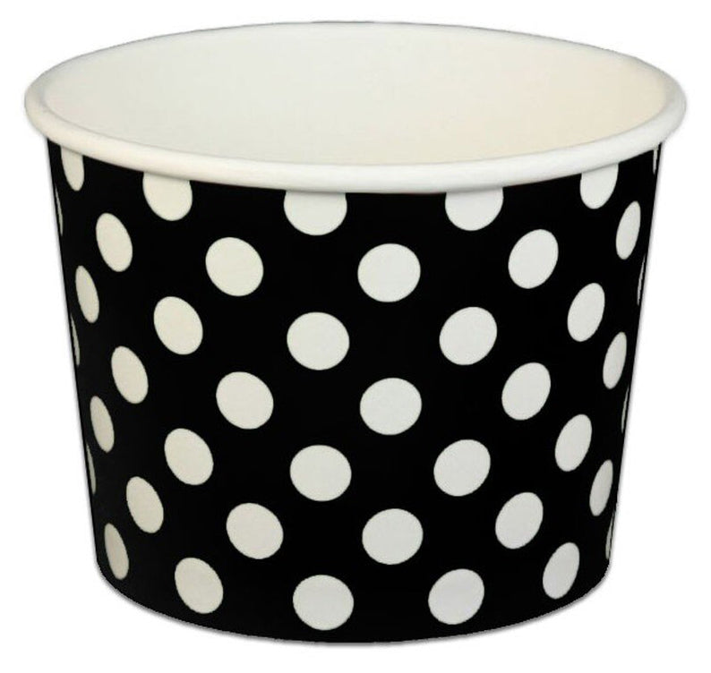 16 oz Black Polka Dot Ice Cream Paper Cups - 1000ct