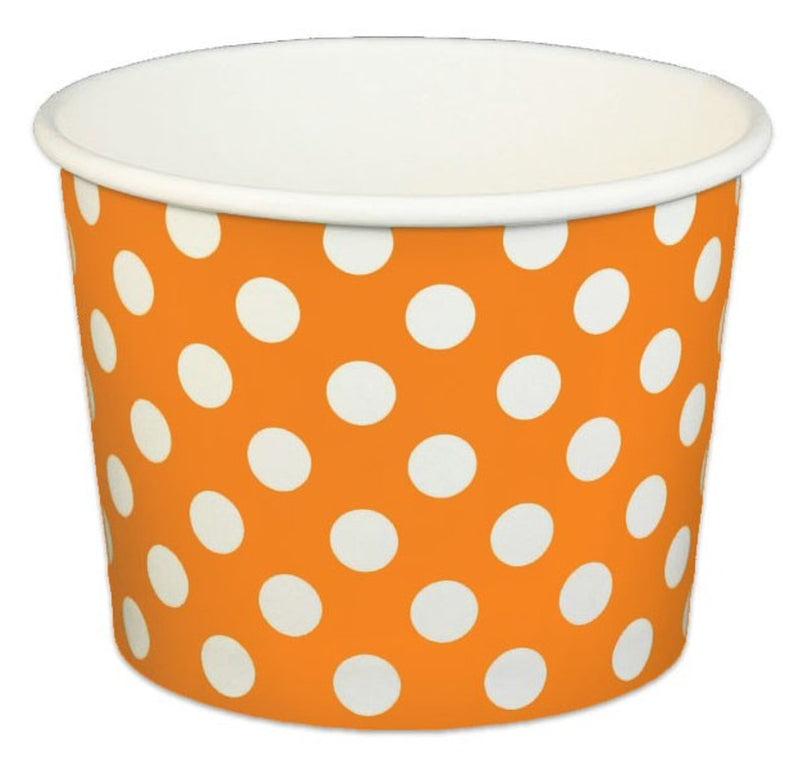 16 oz Orange Polka Dot Ice Cream Paper Cups - 1000ct