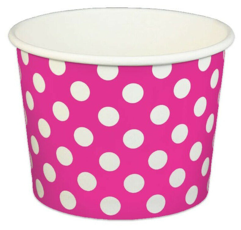 16 oz Pink Polka Dot Ice Cream Paper Cups - 1000ct