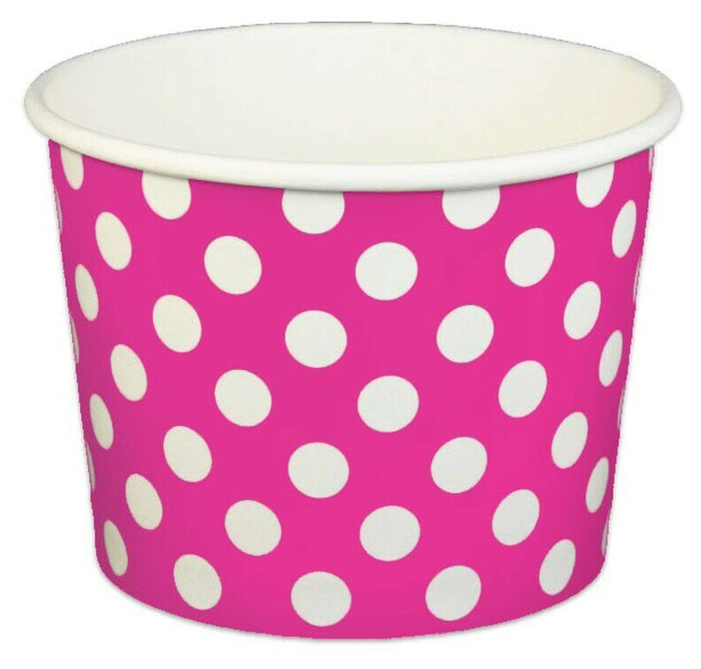 16 oz Pink Polka Dot Ice Cream Paper Cups - 1000ct