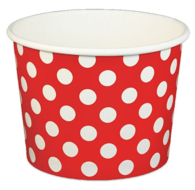 16 oz Red Polka Dot Ice Cream Paper Cups - 1000ct