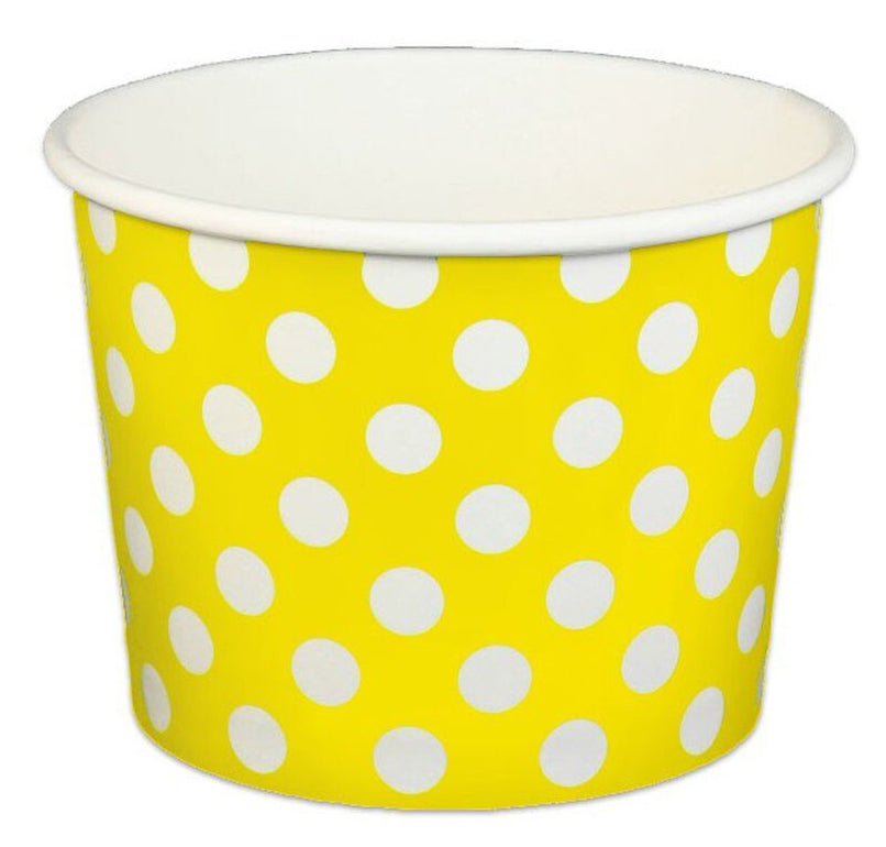 16 oz Yellow Polka Dot Ice Cream Paper Cups - 1000ct