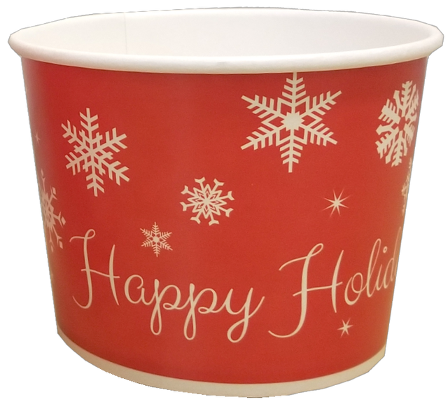 16 oz Christmas Holiday Print Ice Cream Paper Cups - 1000ct