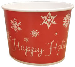 16 oz Christmas Holiday Print Ice Cream Paper Cups - 1000ct