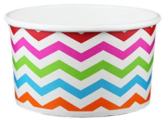 6 oz ZigZag White Multicolor Ice Cream Paper Cups - 1000ct