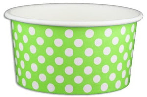 6 oz Green Polka Dot Ice Cream Paper Cups - 1000ct