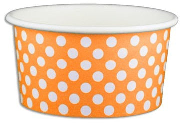 6 oz Orange Polka Dot Ice Cream Paper Cups - 1000ct