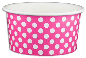 6 oz Pink Polka Dot Ice Cream Paper Cups - 1000ct