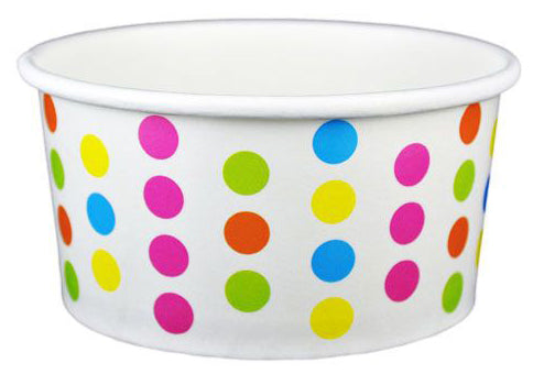 6 oz Multicolor Polka Dot Ice Cream Paper Cups - 1000ct