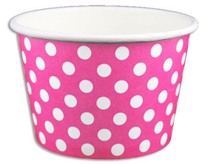 8 oz Pink Polka Dot Ice Cream Paper Cups - 1000ct