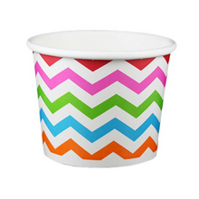 Load image into Gallery viewer, 16 oz ZigZag White Multicolor Ice Cream Paper Cups - 1000ct
