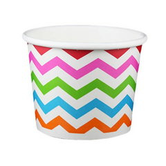 16 oz ZigZag White Multicolor Ice Cream Paper Cups - 1000ct