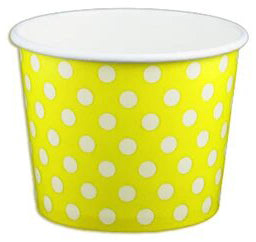 12 oz Yellow Polka Dot Ice Cream Paper Cups - 1000ct