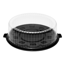 Load image into Gallery viewer, Wholesale 12&#39;&#39; PET Black Single Layer Cake Display Container with PET Clear Dome Lid - 50 Sets
