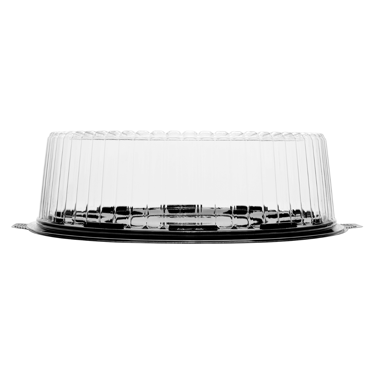 Wholesale 12'' PET Black Single Layer Cake Display Container with PET Clear Dome Lid - 50 Sets