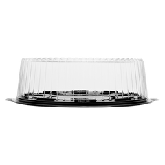 Wholesale 12'' PET Black Single Layer Cake Display Container with PET Clear Dome Lid - 50 Sets