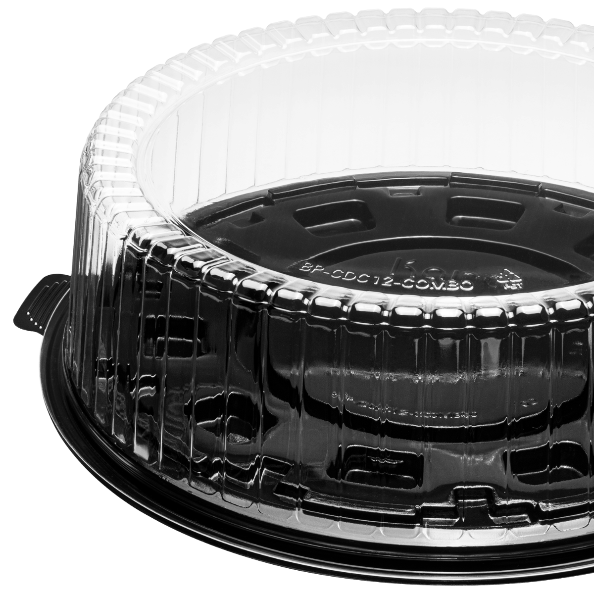 Wholesale 12'' PET Black Single Layer Cake Display Container with PET Clear Dome Lid - 50 Sets